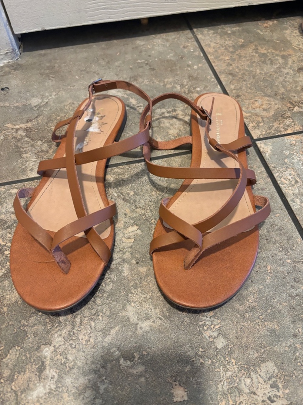 Women's Brown Strappy Flat Sandals - Casual Summer Style
